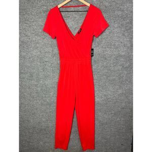 NWT Express Jumpsuit Faux Wrap Straight‎ Leg Stretch Romper Women’s Sz XS